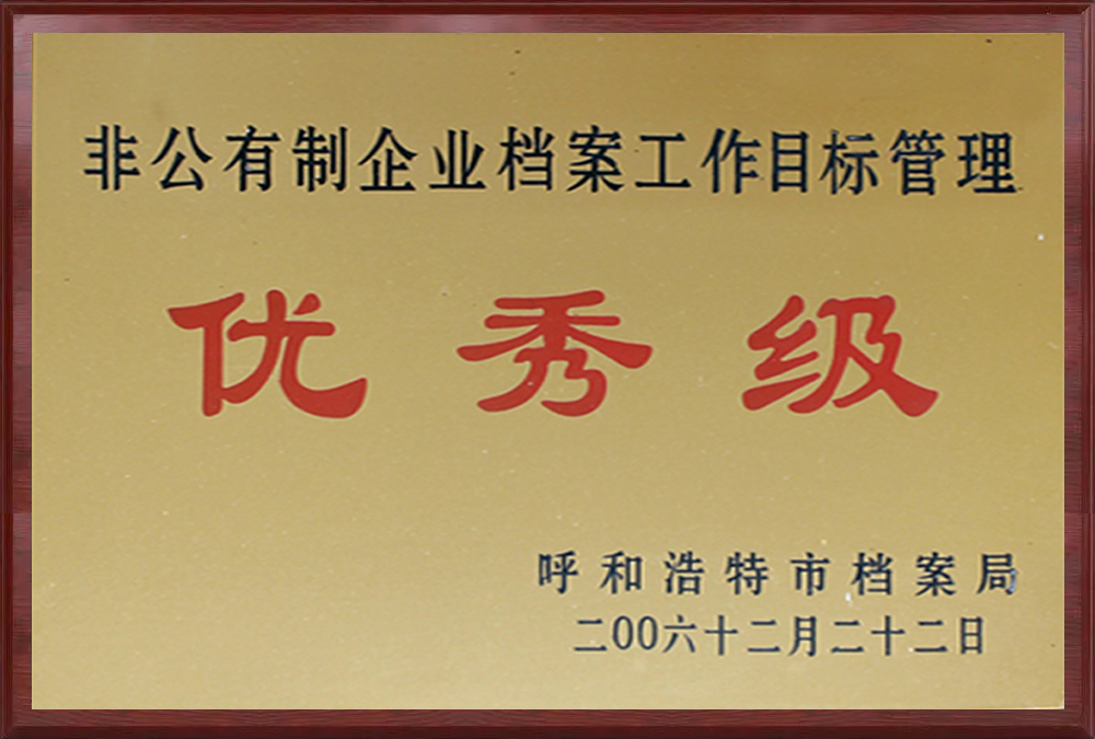 非公有制企业档案工作目标管理优秀级